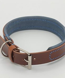 Collar de cuero con forro acolchado de piel de cabra