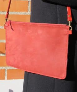 Bolso bandolera olano de piel nobuk rojo